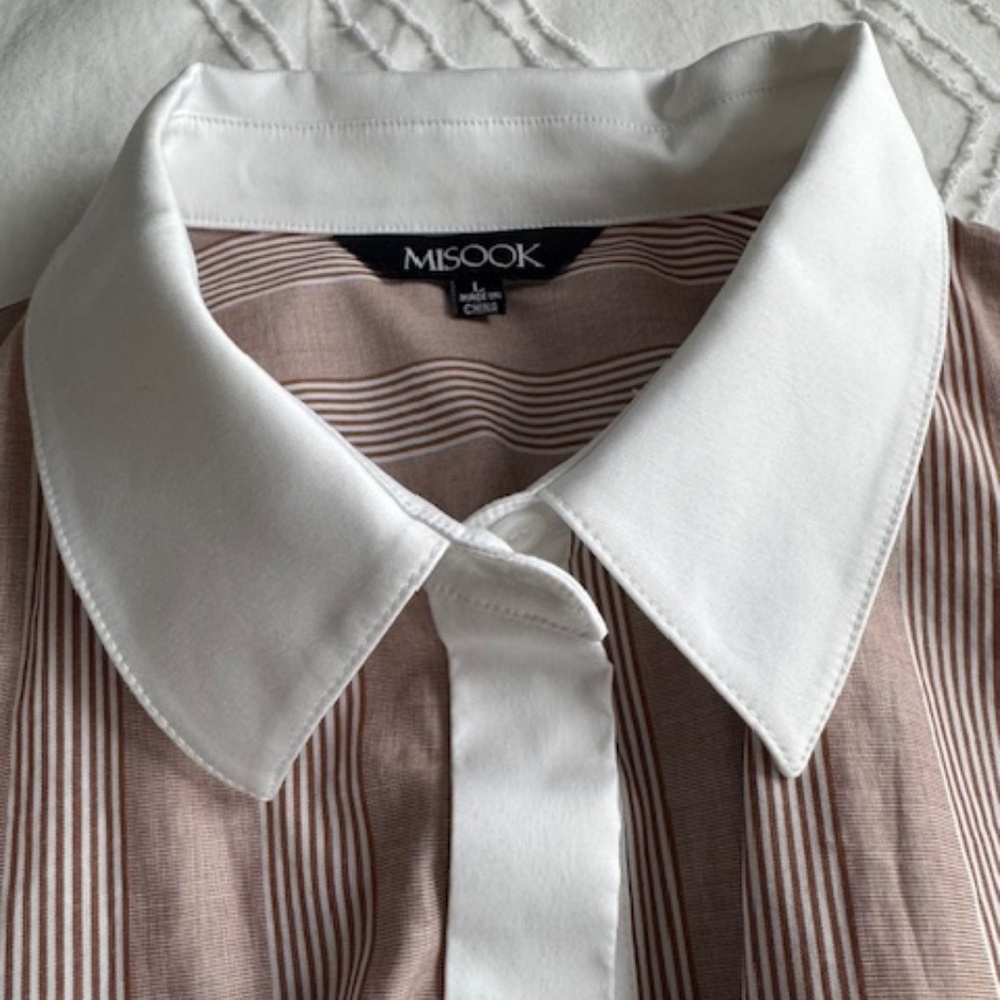 MISLOOK MAXI SHIRT DRESS - Brown/White - Size L